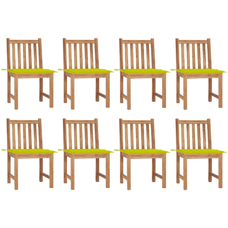 

Sillas de jardin 8 unidades madera de teca con cojines