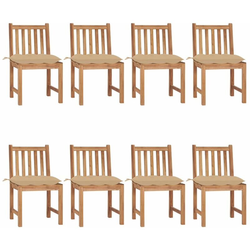 

Sillas de jardin 8 unidades madera maciza de teca con cojines