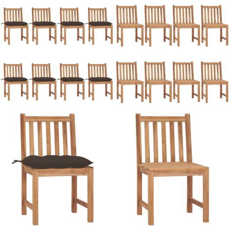Sillas de jardín 8 unidades madera maciza de teca con cojines - Sillas de exterior - Madera de teca