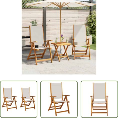Sillas de jardín acacia -  Sillas de jardín plegables 2 uds madera maciza acacia textileno