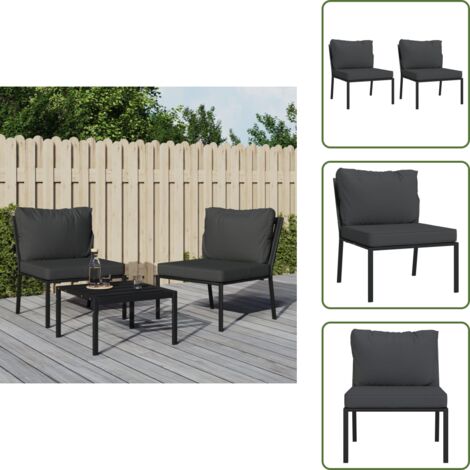 Sillas de jardín acero - vidaXL Sillas de jardín 2 uds acero con cojines gris 60x74x79 cm - Sillas modulares