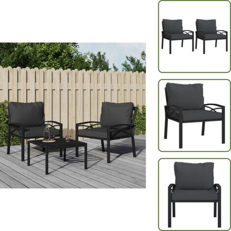 Sillas de jardín acero - vidaXL Sillas de jardín 2 uds acero con cojines gris 68x76x79 cm - Sillas modulares
