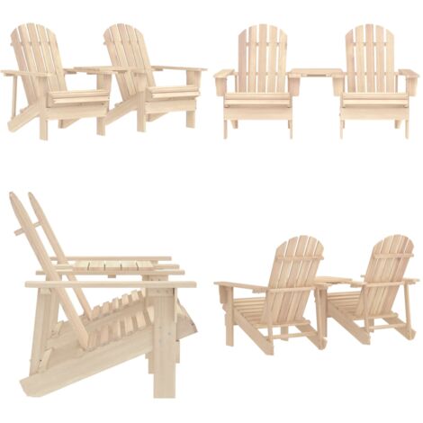 Sillas de jardín Adirondack con mesita madera maciza de abeto - Silla Adirondack - Silla de jardín de madera