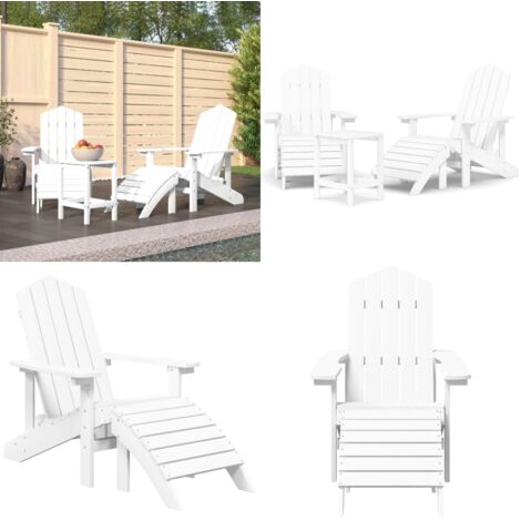 Sillas de jardín Adirondack con reposapiés y mesa HDPE blanco - Mesa de jardín - Sillas Adirondack