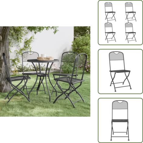 Sillas de jardín antracita - vidaXL Silla jardín plegable 2 uds antracita malla metálica expandida -