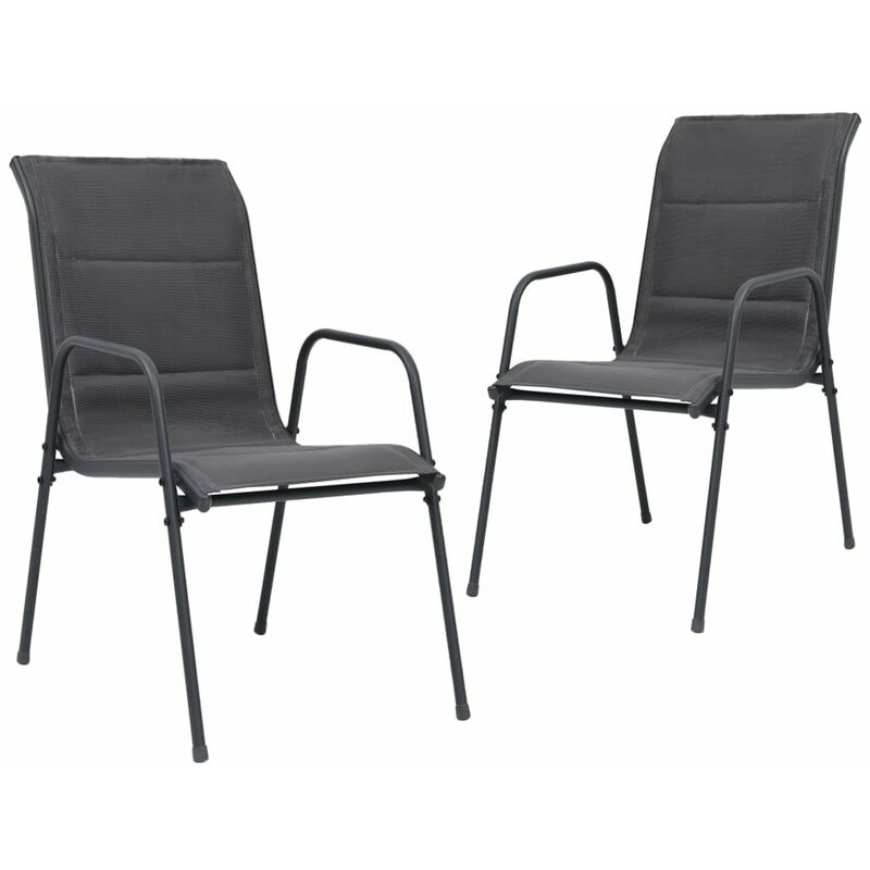 

Sillas de jardin apilables 2 uds acero textilene gris antracita