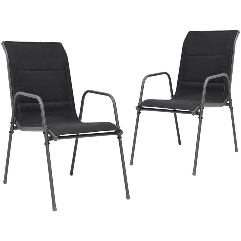 

Sillas de jardin apilables 2 unidades acero y textilene negro