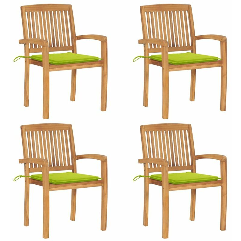 

Sillas de jardin apilables 4 uds madera de teca con cojines