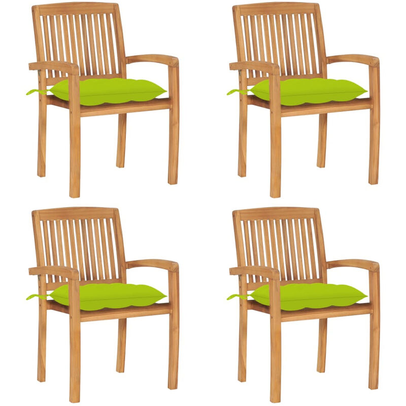 

Sillas de jardin apilables 4 uds madera de teca con cojines