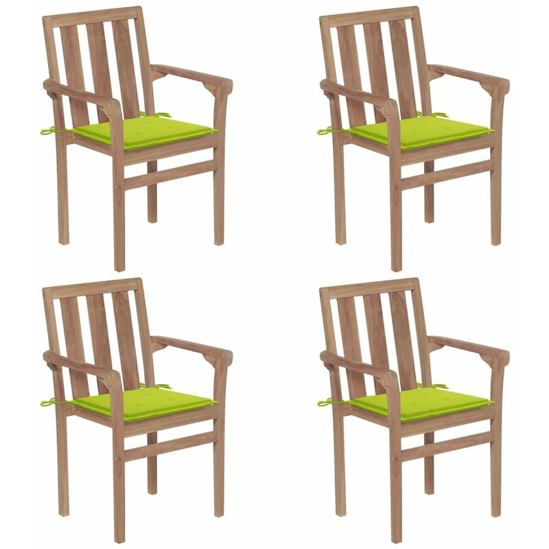 

Sillas de jardin apilables 4 uds madera maciza teca con cojines