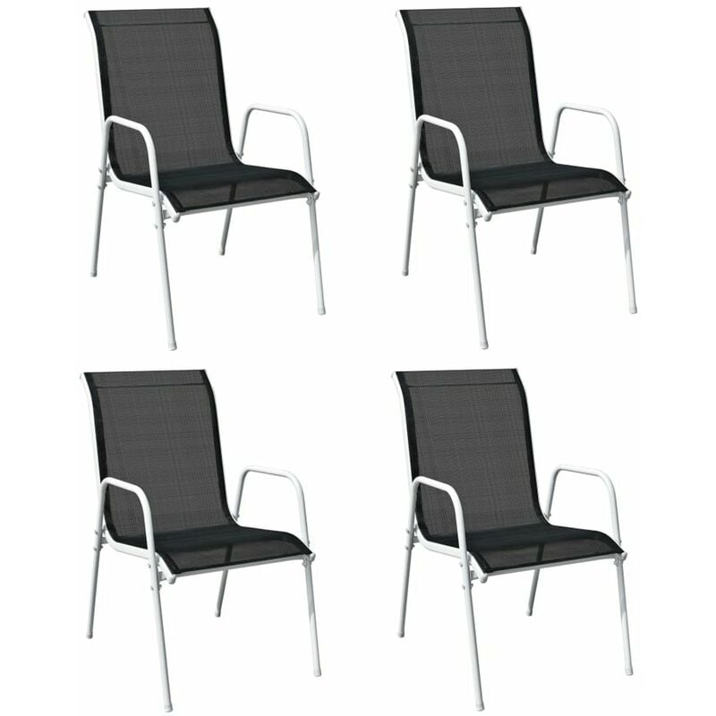 

Sillas de jardin apilables 4 unidades acero y textilene negro