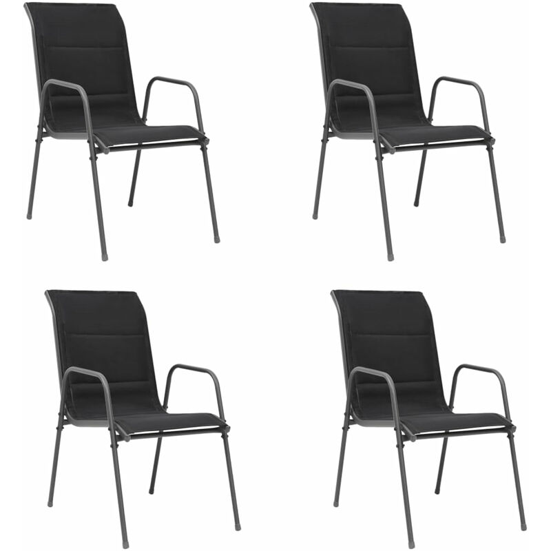 

Sillas de jardin apilables 4 unidades acero y textilene negro