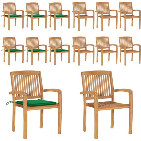 Sillas de jardín apilables 6 uds madera de teca con cojines - Sillas de jardín de madera - Sillas de comedor de teca