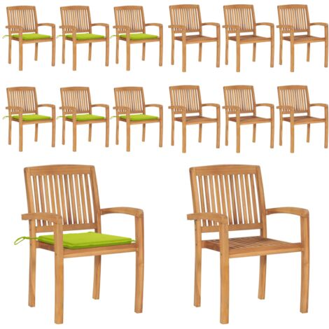 Sillas de jardín apilables 6 uds madera de teca con cojines - Sillas de jardín de madera - Sillas de comedor de teca