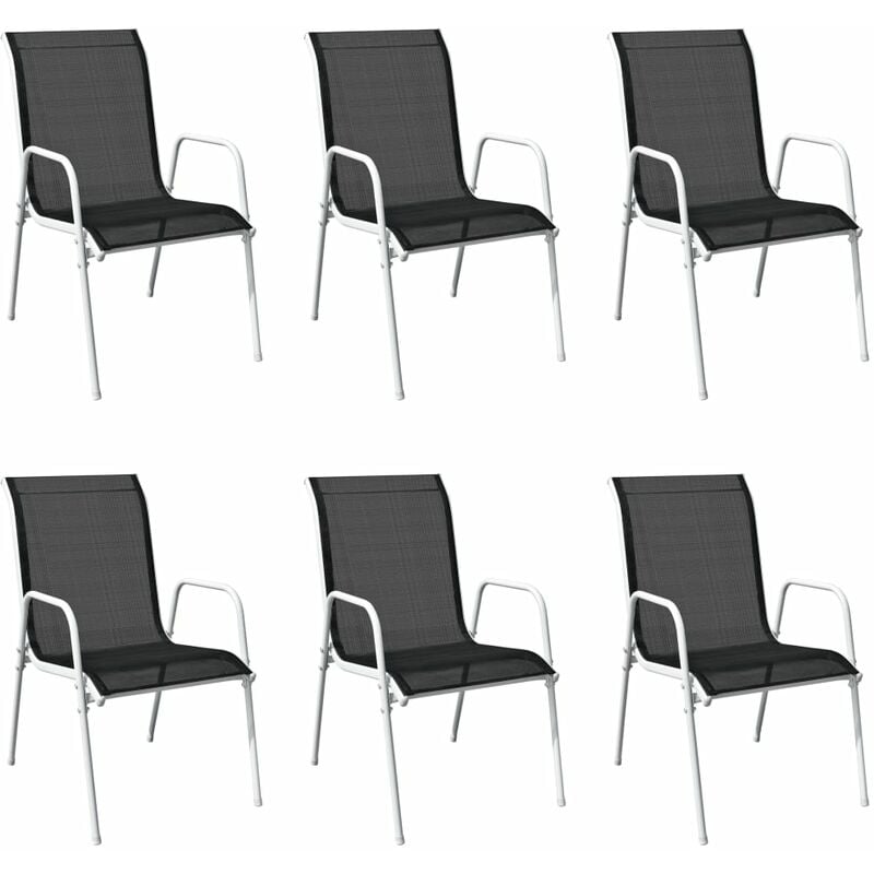 

Sillas de jardín apilables 6 unidades acero y textileno negro