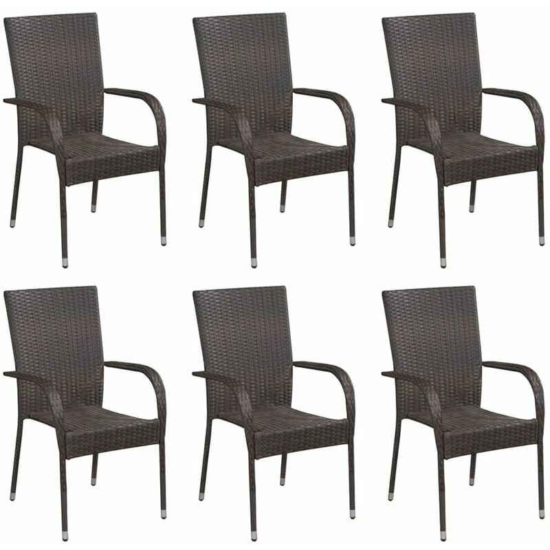 

Happyshopping - Sillas de jardin apilables 6 unidades ratan sintetico marron