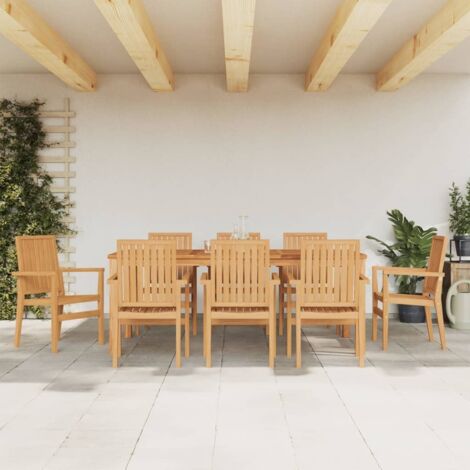 Sillas de jardín apilables 8 uds madera de teca 56,5x57,5x91 cm