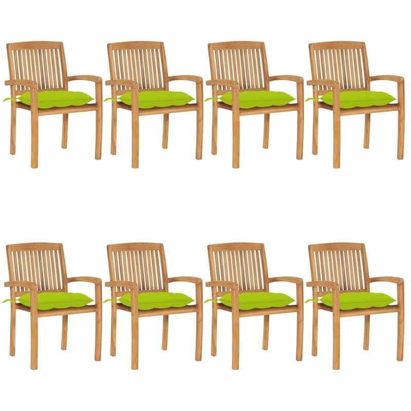 

Sillas de jardin apilables 8 uds madera de teca con cojines