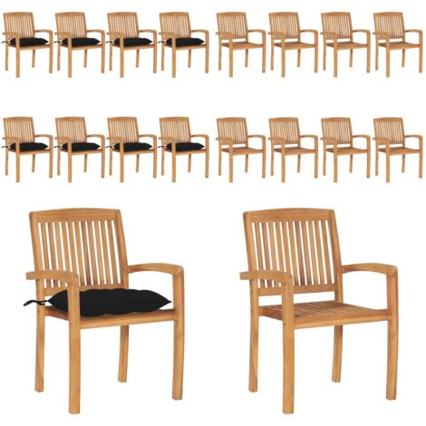 Sillas de jardín apilables 8 uds madera de teca con cojines - Sillas de jardín de madera - Sillas de comedor de teca