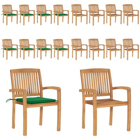 Sillas de jardín apilables 8 uds madera de teca con cojines - Sillas de jardín de madera - Sillas de comedor de teca