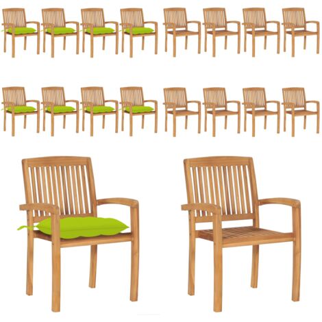 Sillas de jardín apilables 8 uds madera de teca con cojines - Sillas de jardín de madera - Sillas de comedor de teca