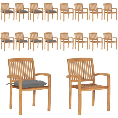 Sillas de jardín apilables 8 uds madera de teca con cojines - Sillas de jardín de madera - Sillas de comedor de teca