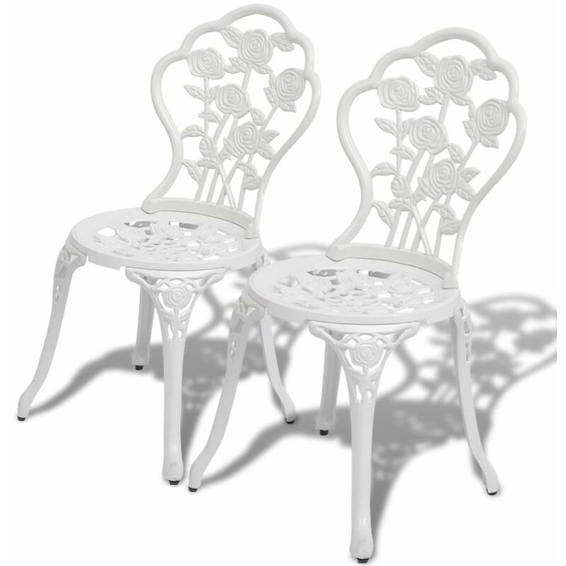 

Sillas de jardín bistró 2 unidades aluminio fundido blanco