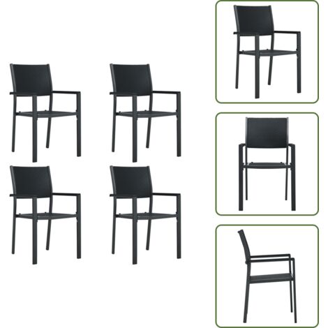 Sillas de jardín con aspecto de ratán - vidaXL Sillas de jardín 4 unidades plástico con aspecto de ratán negro - Sillas de jardín para terraza