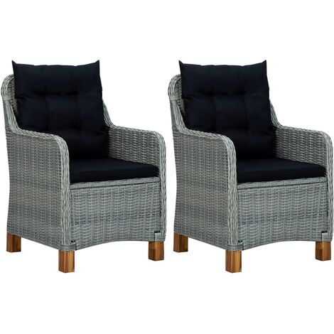 Sillas de jardín con cojín 2 pcs mimbre picante
