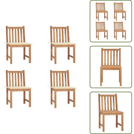 Sillas de jardín con cojín - vidaXL Sillas de jardín 4 unidades madera maciza de teca con cojines - Muebles de jardín