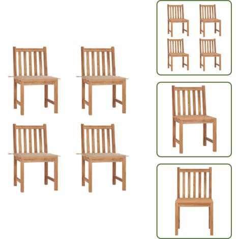 Sillas de jardín con cojín - vidaXL Sillas de jardín 4 unidades madera maciza de teca con cojines - Muebles de jardín
