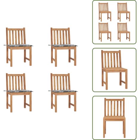 Sillas de jardín con cojín - vidaXL Sillas de jardín 4 unidades madera maciza de teca con cojines - Sillas de jardín de madera
