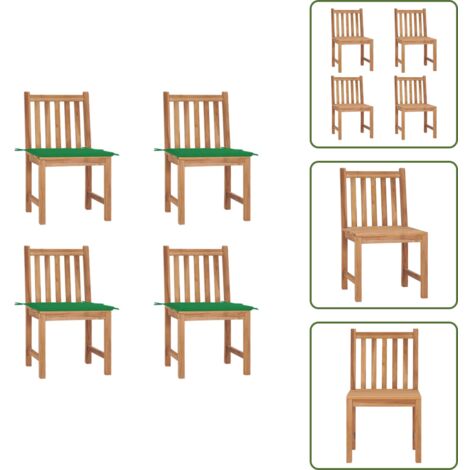 Sillas de jardín con cojín - vidaXL Sillas de jardín 4 unidades madera maciza de teca con cojines - Sillas de jardín de madera