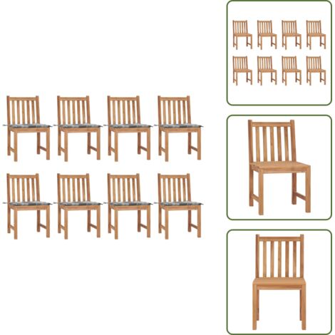 Sillas de jardín con cojín - vidaXL Sillas de jardín 8 unidades madera de teca con cojines - Muebles de jardín