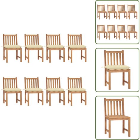 Sillas de jardín con cojín - vidaXL Sillas de jardín 8 unidades madera maciza de teca con cojines - Muebles de jardín