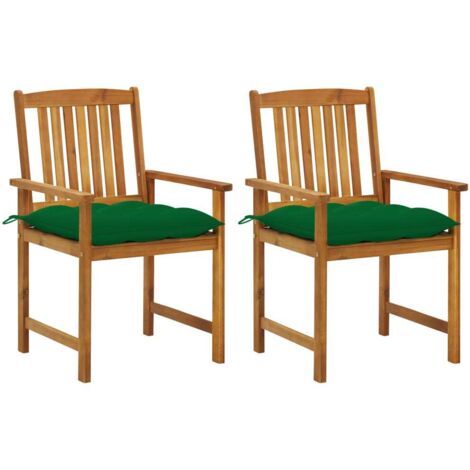 Sillas de jardín con cojines 2 PC Acacia masiva