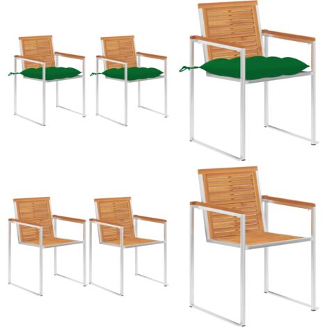 Sillas de jardín con cojines 2 uds madera maciza acacia y acero - Sillas de exterior - Sillas de madera
