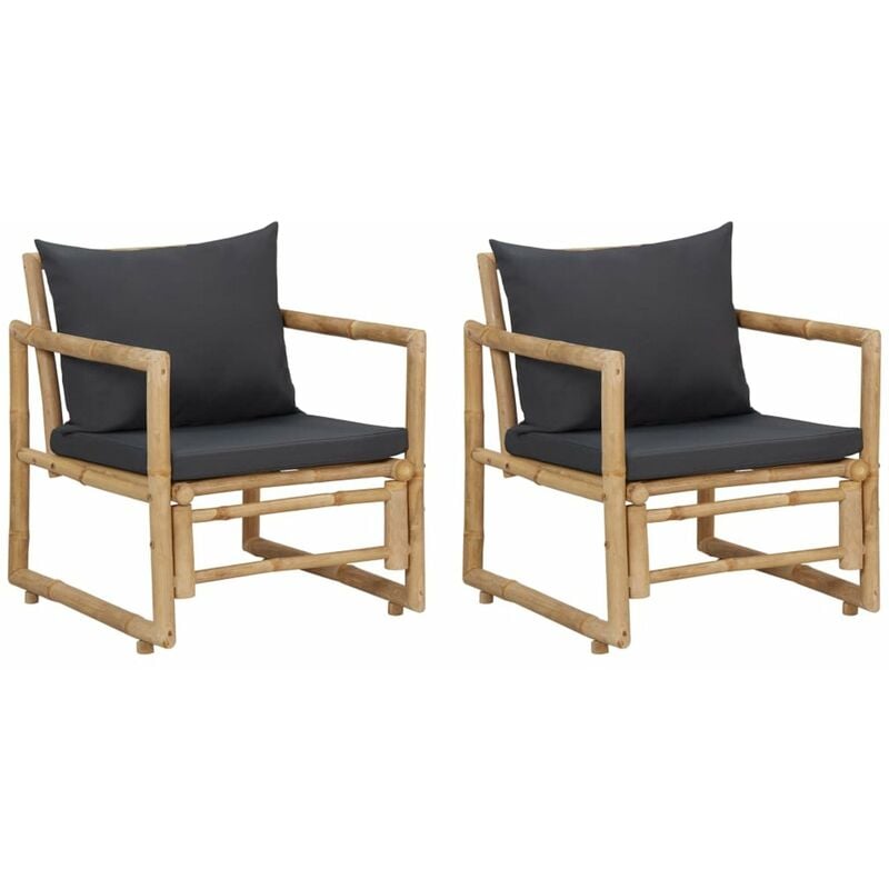 

Sillas de jardin con cojines 2 unidades bambu