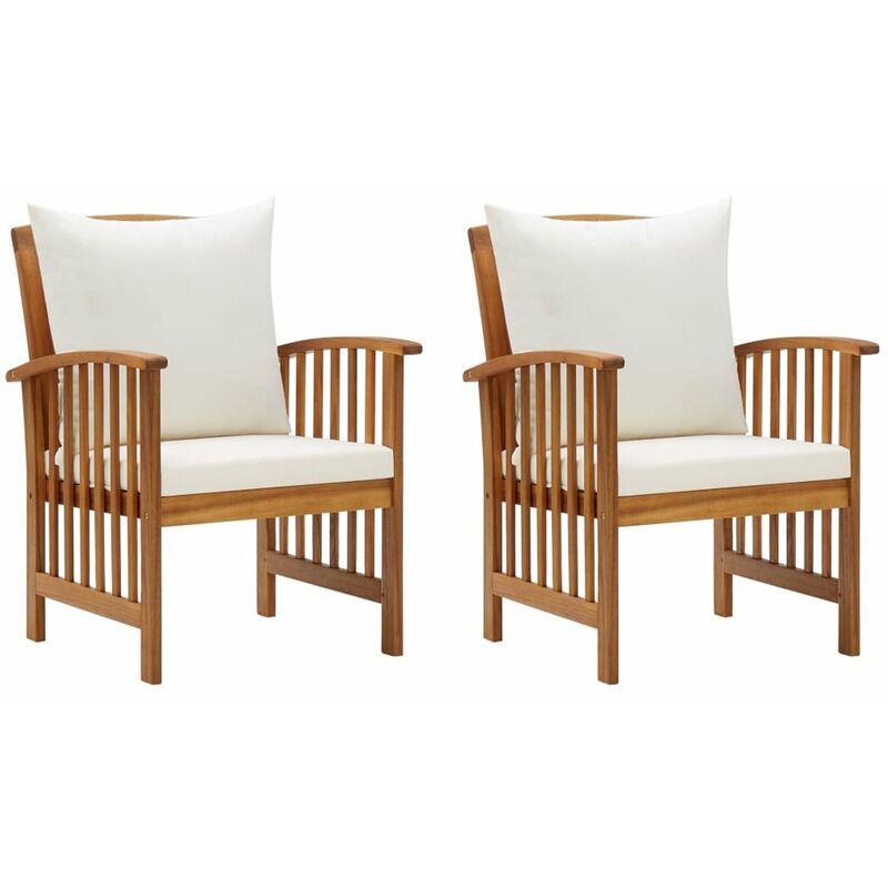 

Sillas de jardin con cojines 2 unidades madera maciza acacia