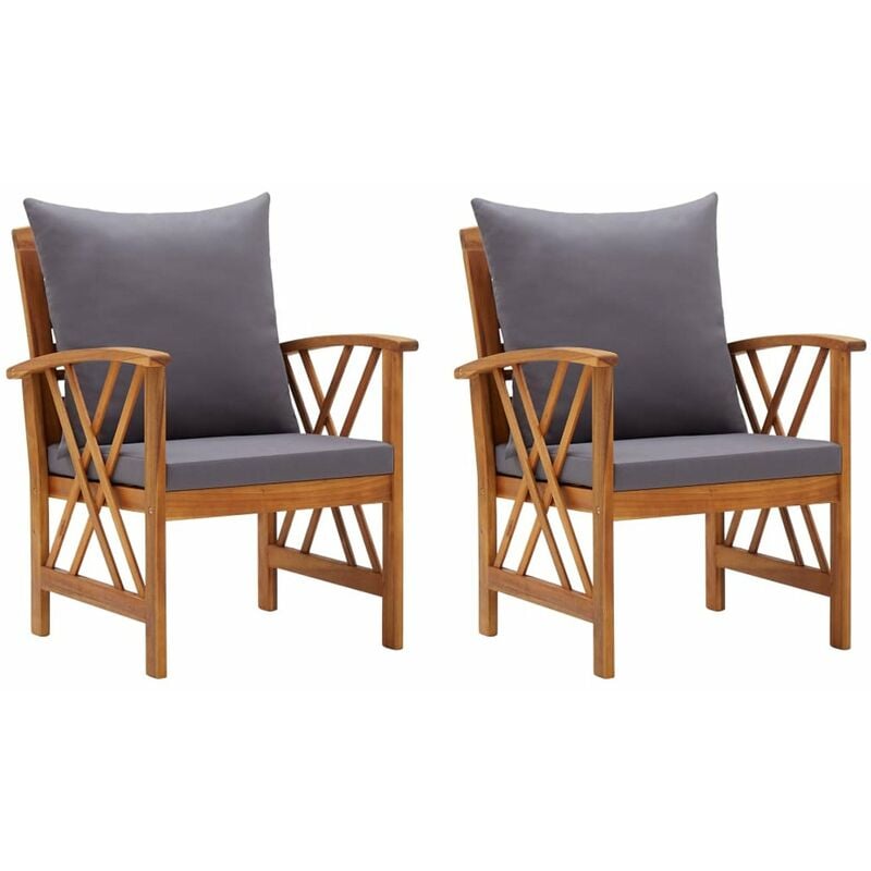 

Sillas de jardin con cojines 2 unidades madera maciza acacia