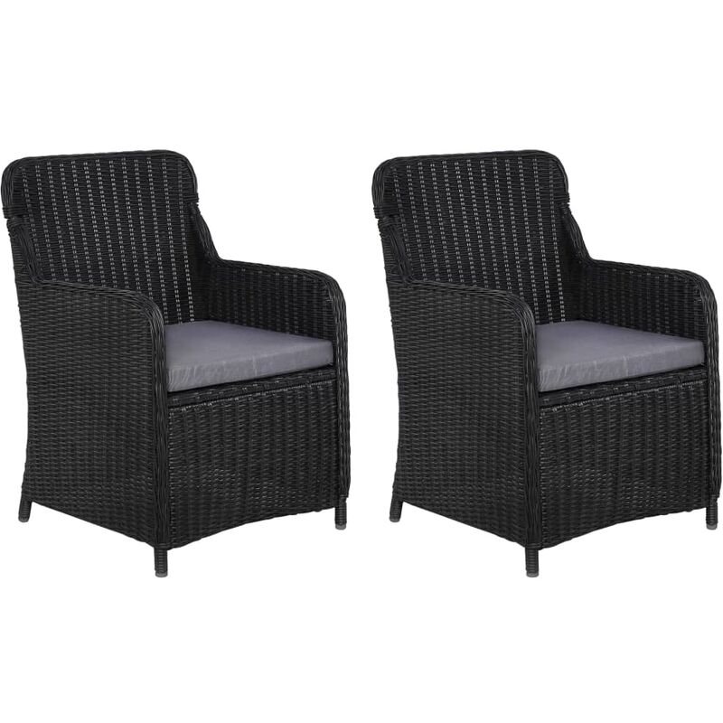 

vidaXL Sillas de jardín con cojines 2 unidades ratán sintético negro - Negro