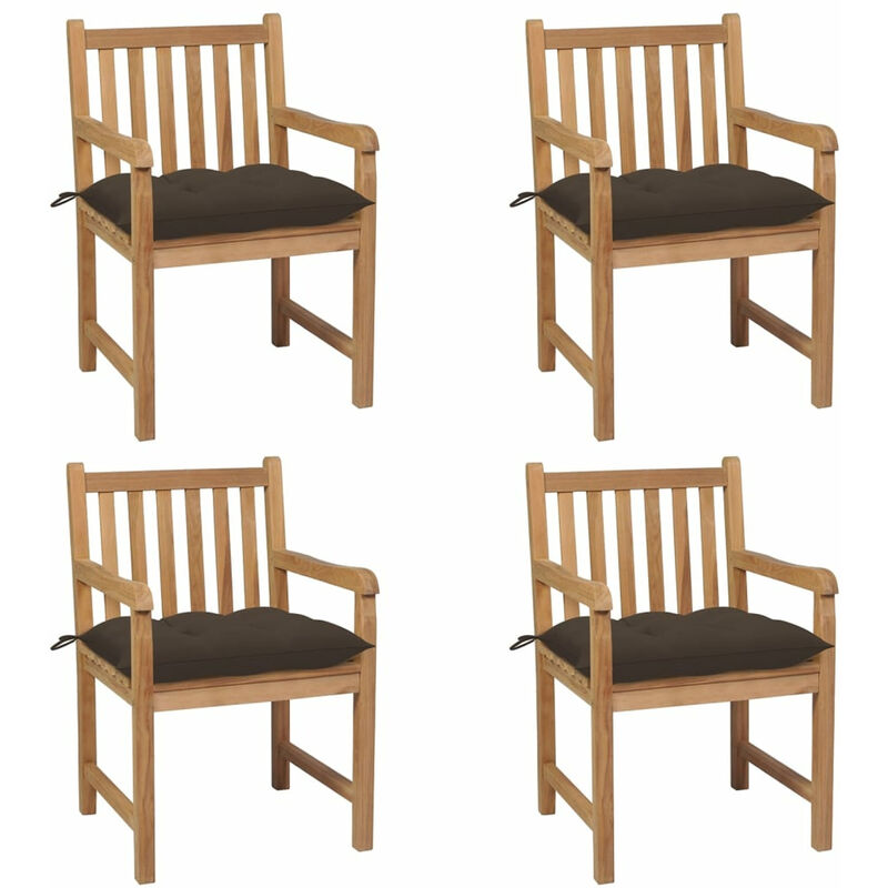 

Sillas de jardin con cojines 4 uds madera de teca gris taupe