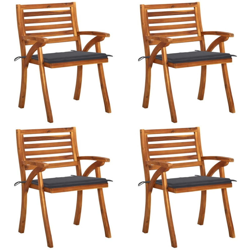 

Happyshopping - Sillas de jardin con cojines 4 unidades madera maciza de acacia
