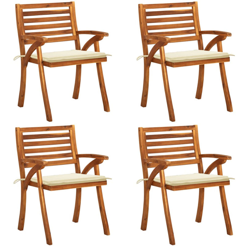 

Happyshopping - Sillas de jardin con cojines 4 unidades madera maciza de acacia