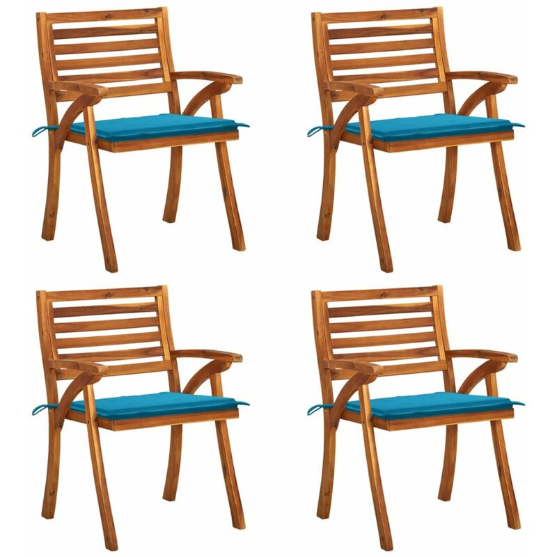 

Happyshopping - Sillas de jardin con cojines 4 unidades madera maciza de acacia