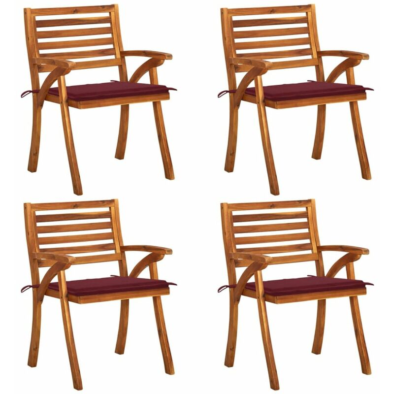 

Happyshopping - Sillas de jardin con cojines 4 unidades madera maciza de acacia