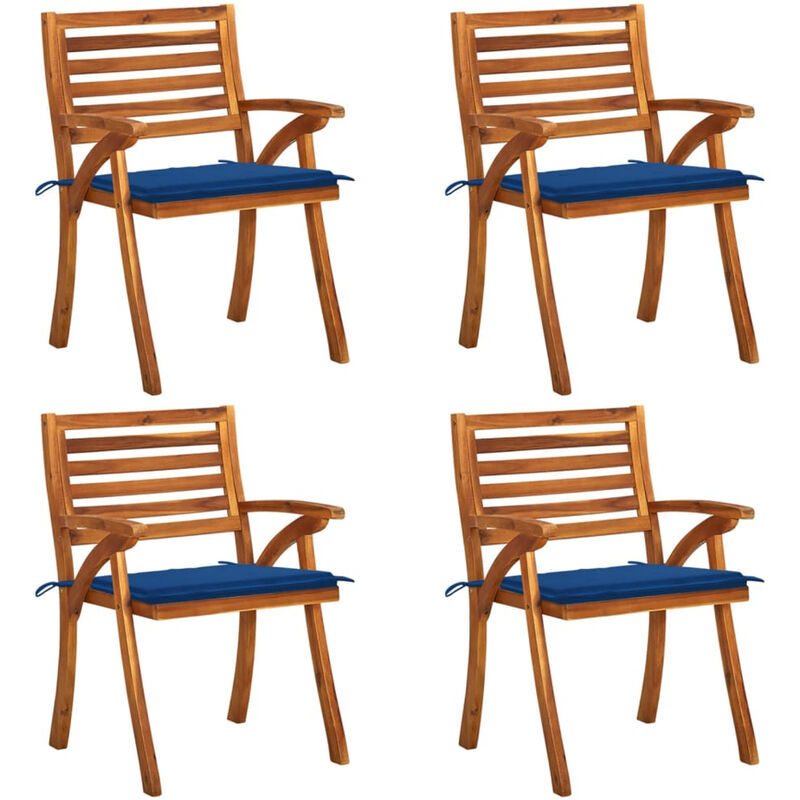 

Happyshopping - Sillas de jardin con cojines 4 unidades madera maciza de acacia