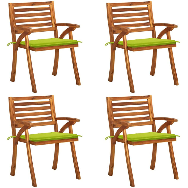 

Happyshopping - Sillas de jardin con cojines 4 unidades madera maciza de acacia