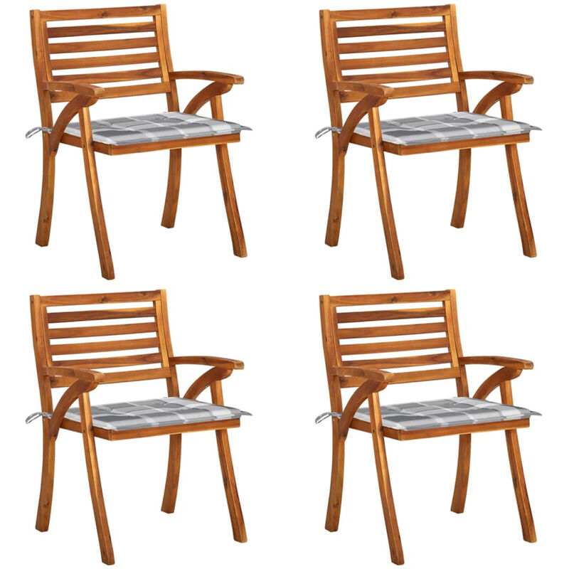 

Happyshopping - Sillas de jardin con cojines 4 unidades madera maciza de acacia