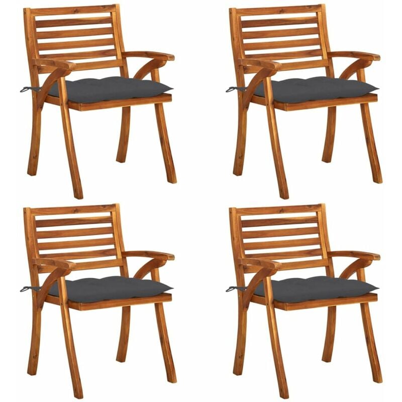 

Happyshopping - Sillas de jardin con cojines 4 unidades madera maciza de acacia
